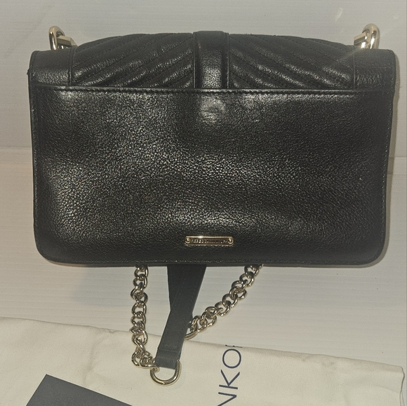 Rebecca Minkoff Love Crossbody Bag Black Chevron Quilted Leather with Gold Chain - Picture 4 of 16
